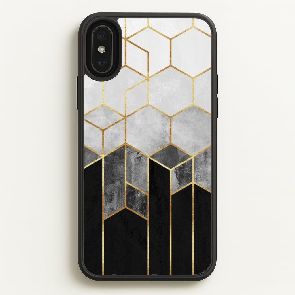 Black White & Gold Honeycomb Pattern - Pattern Phone Case for iPhone XS Max