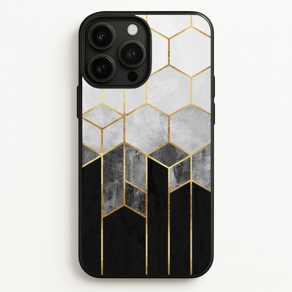 Black White & Gold Honeycomb Pattern - Pattern Phone Case for iPhone 13 Pro Max