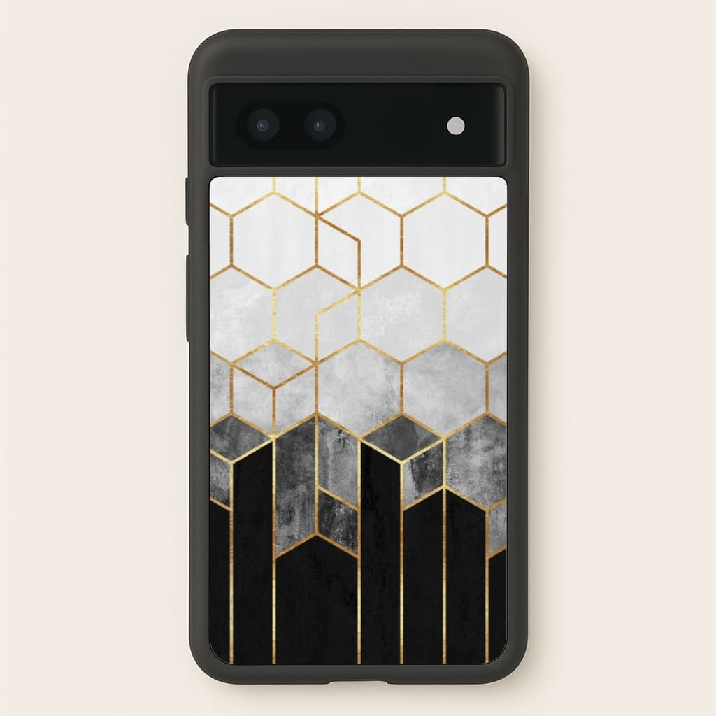 Black White & Gold Honeycomb Pattern - Pattern Phone Case for Google Pixel 7a