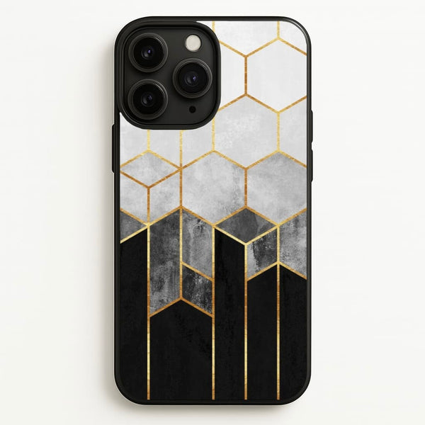 Black White & Gold Honeycomb Pattern - Pattern Phone Case for iPhone 11 Pro