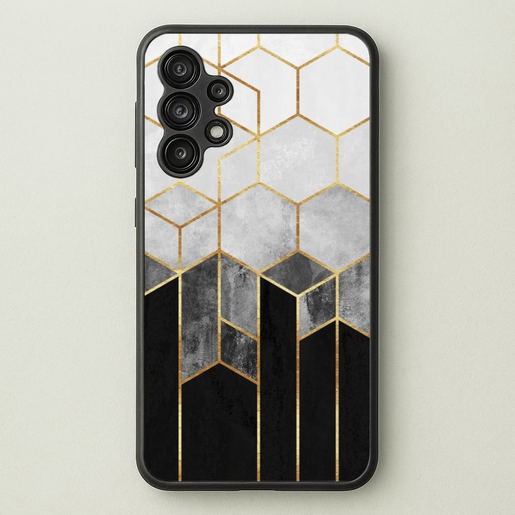 Black White & Gold Honeycomb Pattern - Pattern Phone Case for Galaxy A13