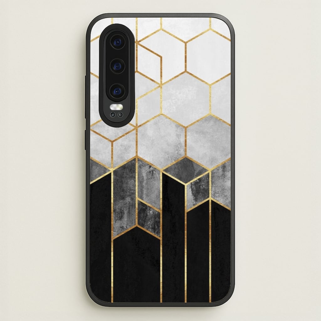 Black White & Gold Honeycomb Pattern - Pattern Phone Case for Huawei P30