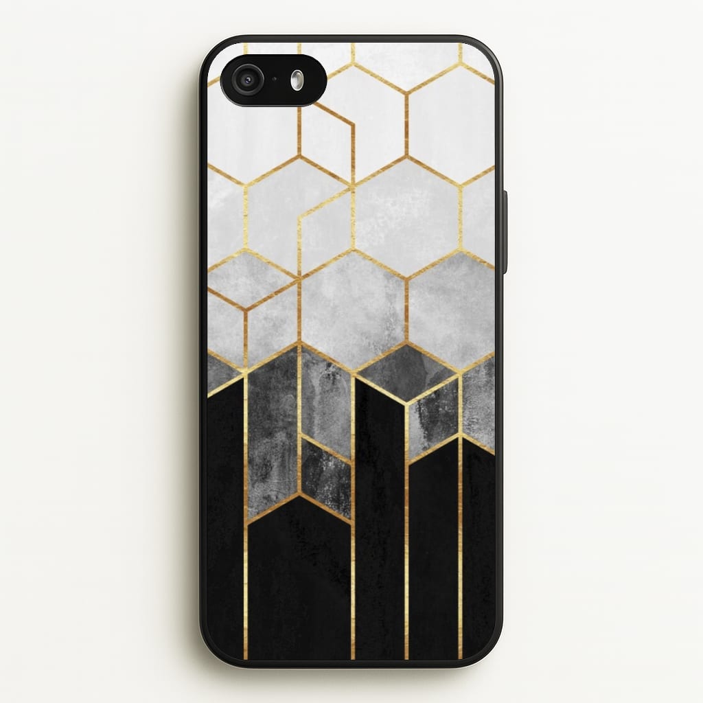 Black White & Gold Honeycomb Pattern - Pattern Phone Case for iPhone 5 / 5s / SE 2016