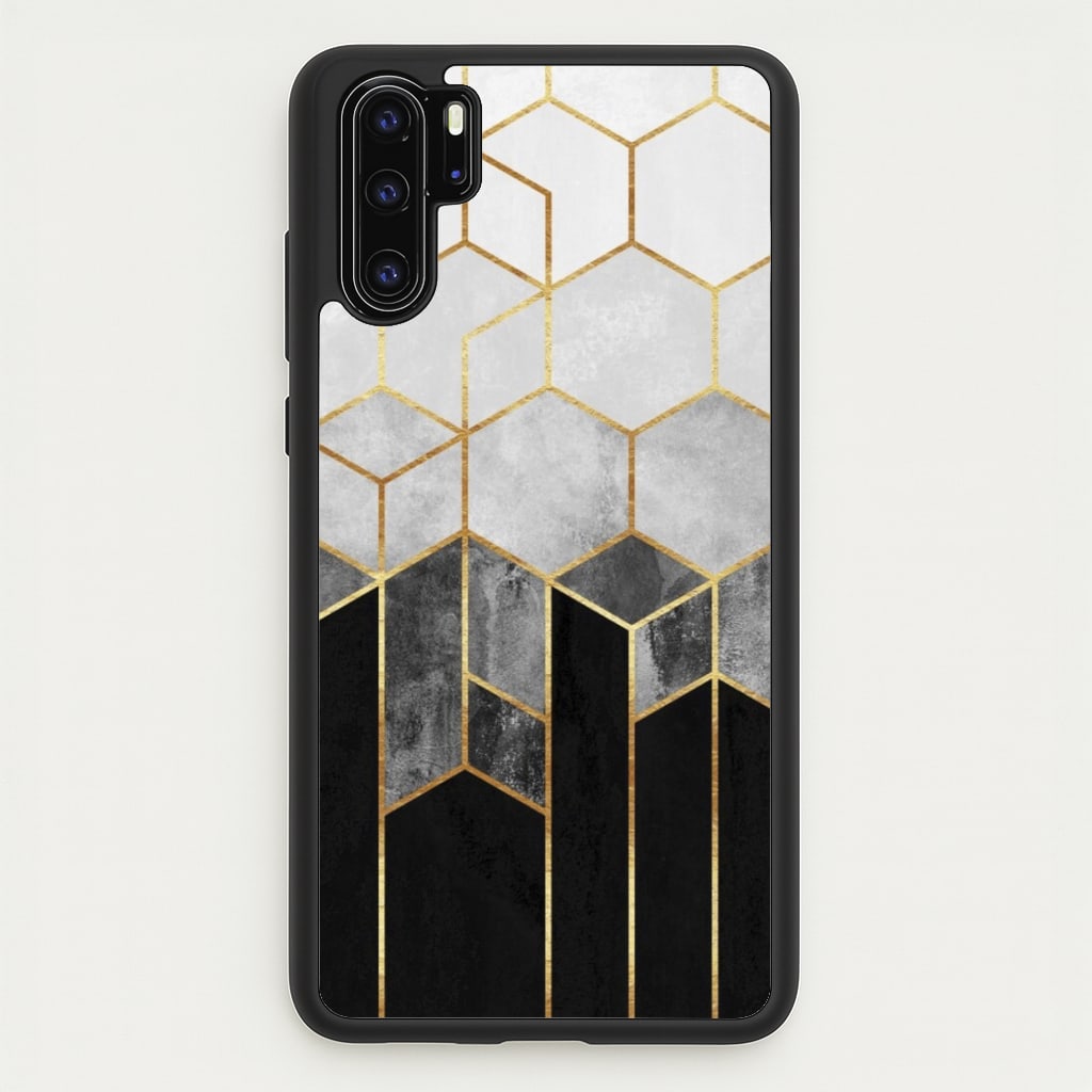 Black White & Gold Honeycomb Pattern - Pattern Phone Case for Huawei P30 Pro