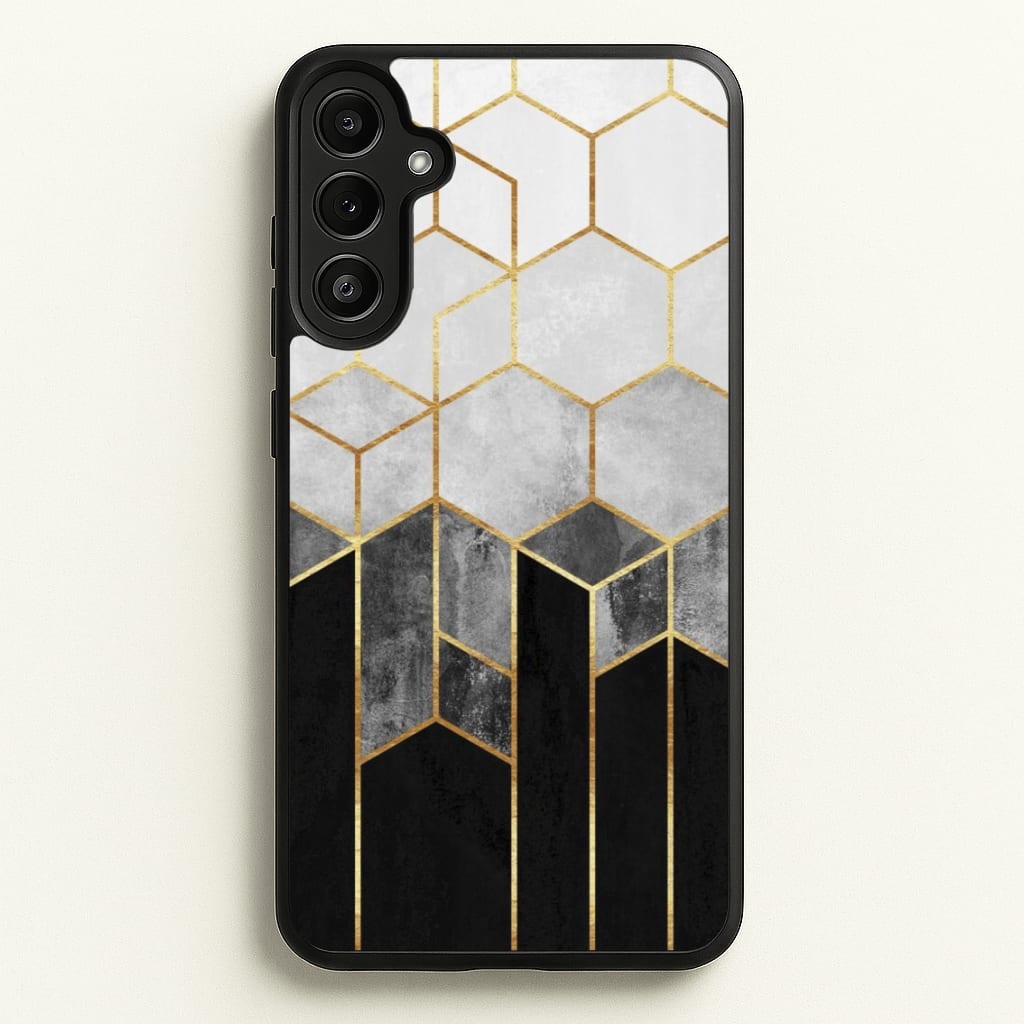 Black White & Gold Honeycomb Pattern - Pattern Phone Case for Galaxy A34