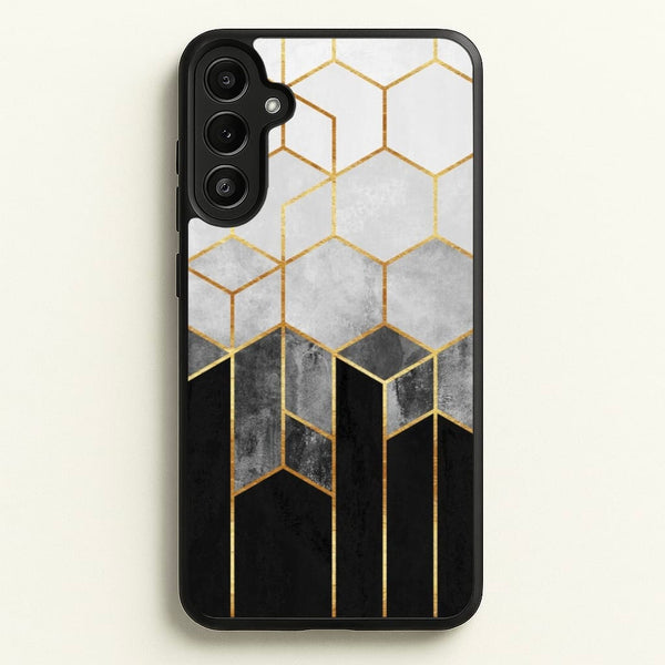 Black White & Gold Honeycomb Pattern - Pattern Phone Case for Galaxy A34