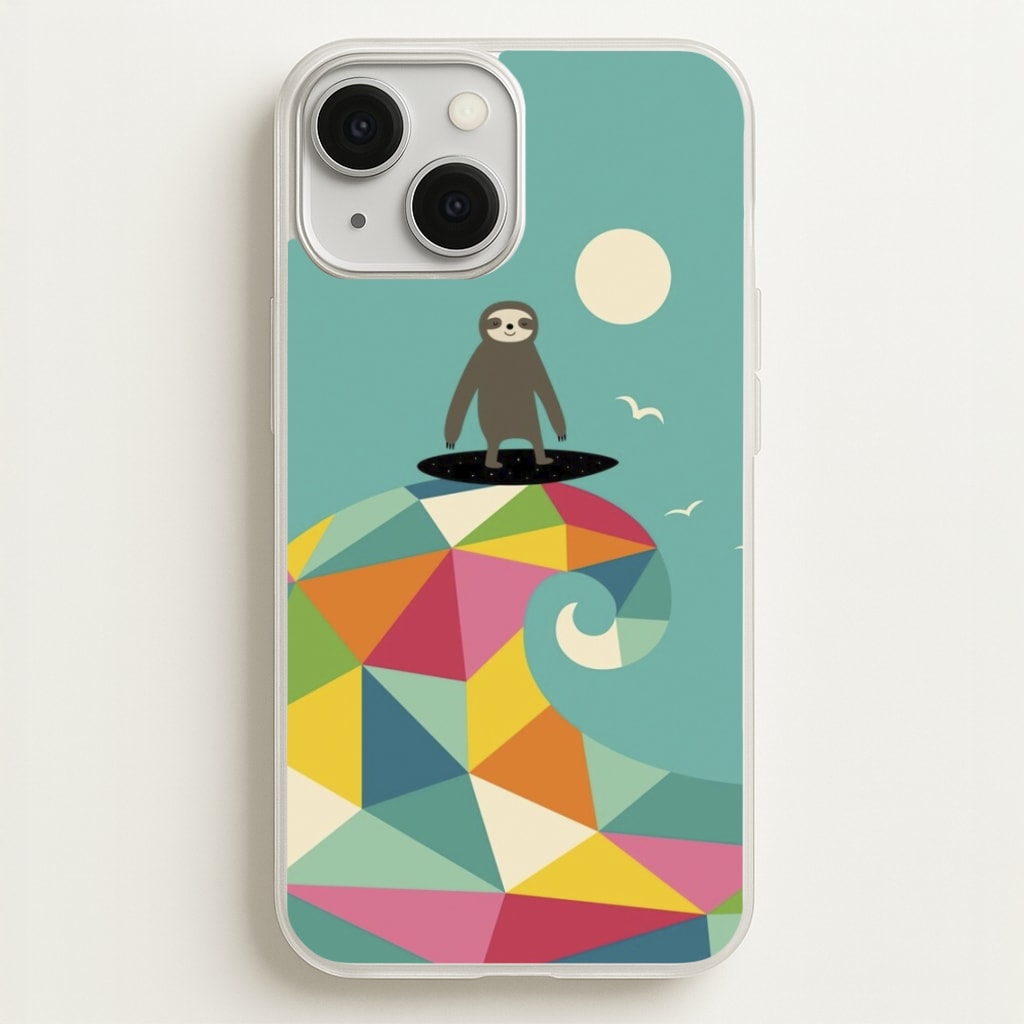 Surfing Sloth - Animal Phone Case for iPhone 13 Mini