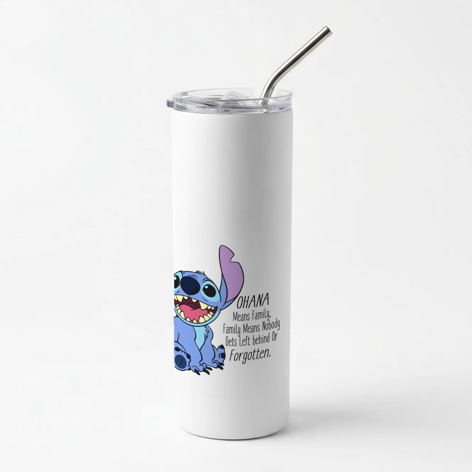 Ohana Means Family - Blue Alien Skinny Tumbler