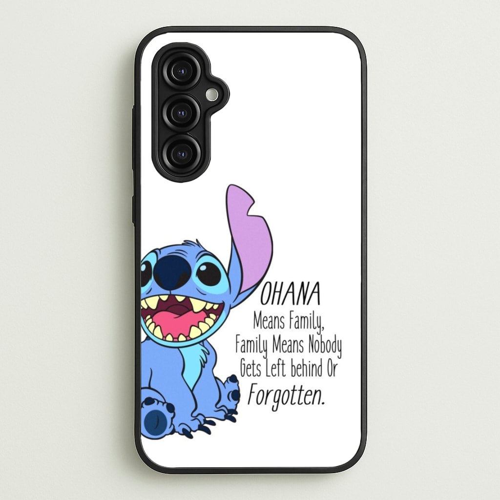 Ohana Means Family - Blue Alien - Disney Phone Case for Galaxy A14