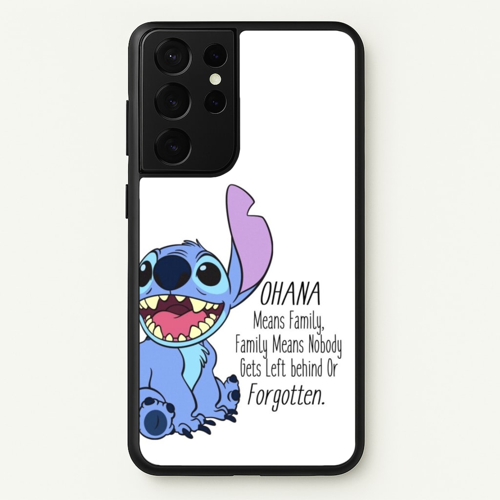Ohana Means Family - Blue Alien - Disney Phone Case for Galaxy S21 Ultra