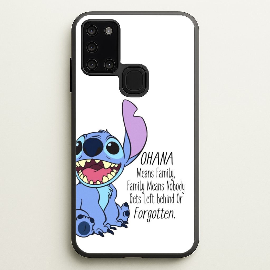 Ohana Means Family - Blue Alien - Disney Phone Case for Galaxy A21s