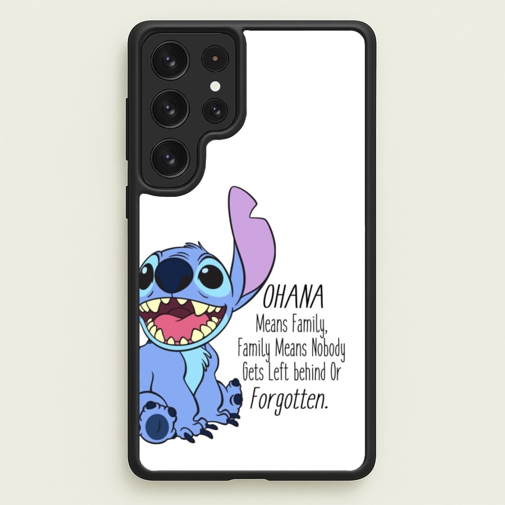 Ohana Means Family - Blue Alien - Disney Phone Case for Galaxy S22 Ultra