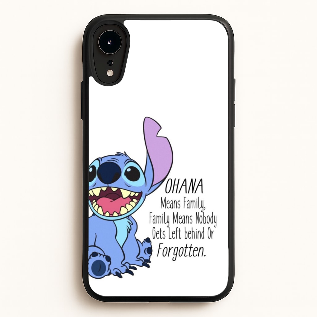 Ohana Means Family - Blue Alien - Disney Phone Case for iPhone XR