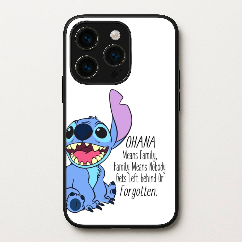 Ohana Means Family - Blue Alien - Disney Phone Case for iPhone 15 Pro