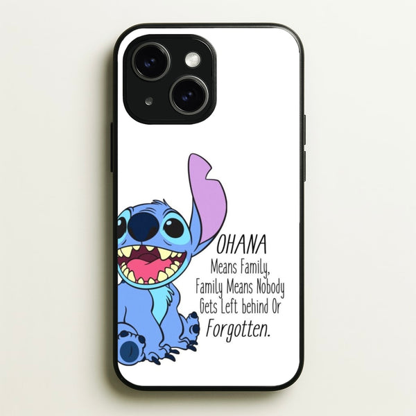 Ohana Means Family - Blue Alien - Disney Phone Case for iPhone 15 Plus