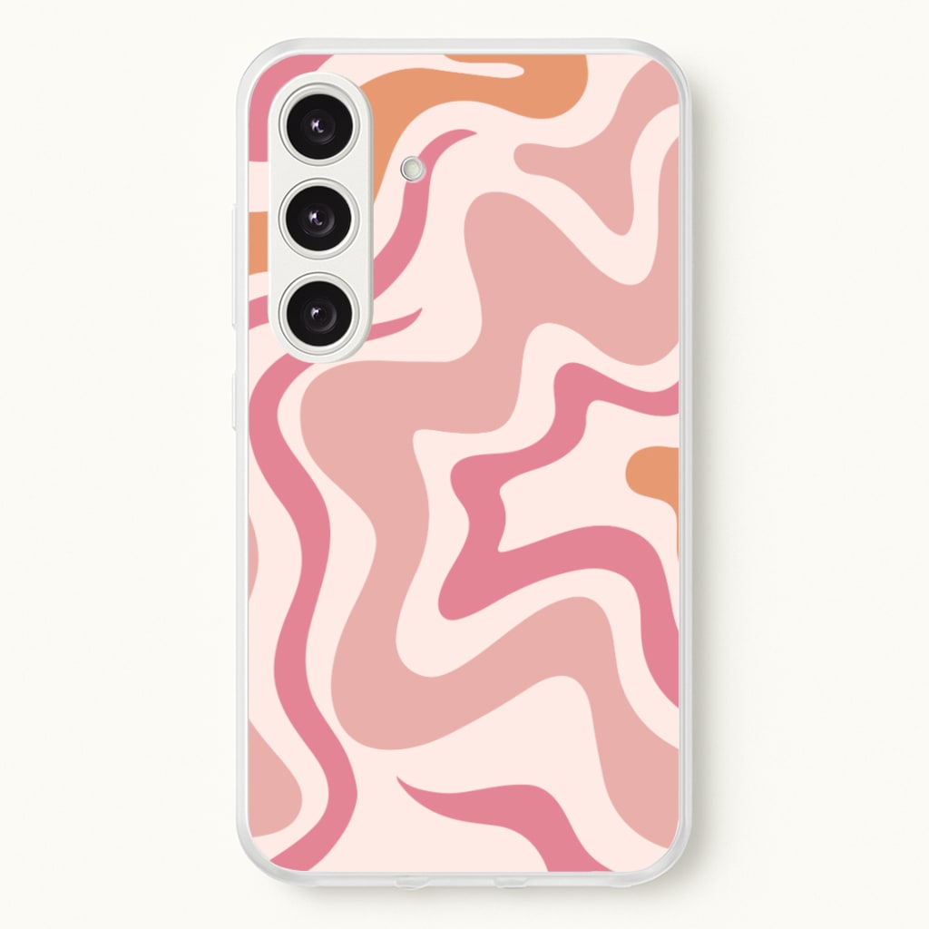 Pink Waves - Abstract Phone Case for Galaxy S24 Plus