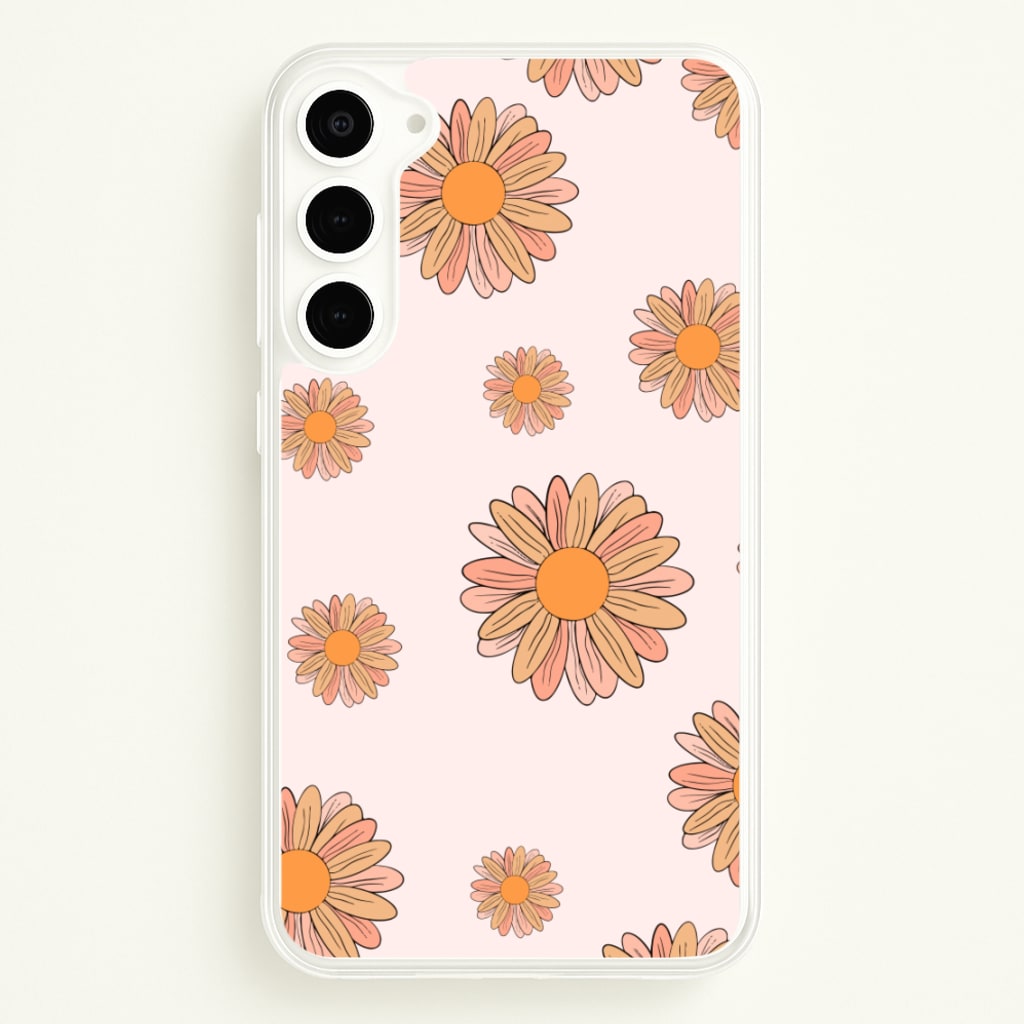Peach Daisy - Floral Pattern Phone Case for Galaxy S23 Plus