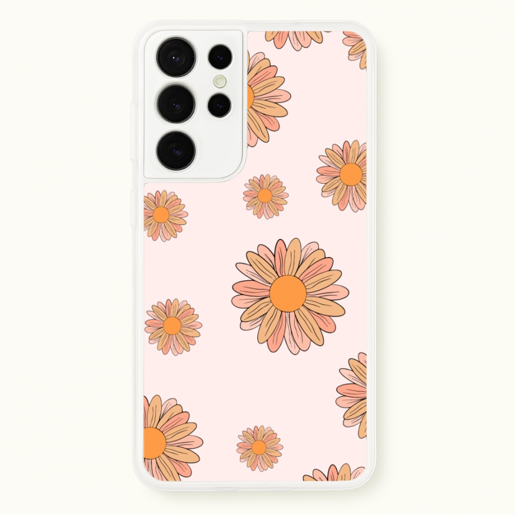 Peach Daisy - Floral Pattern Phone Case for Galaxy S21 Ultra