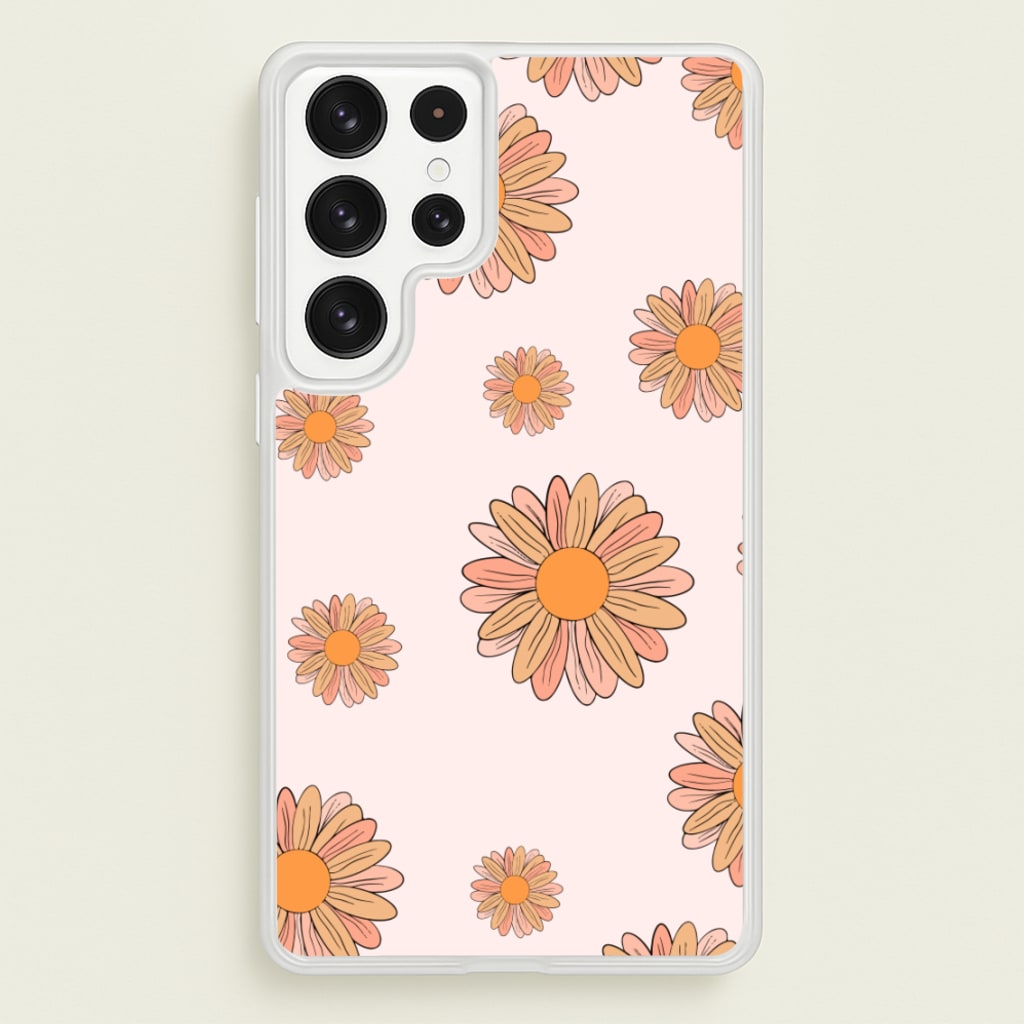 Peach Daisy - Floral Pattern Phone Case for Galaxy S23 Ultra