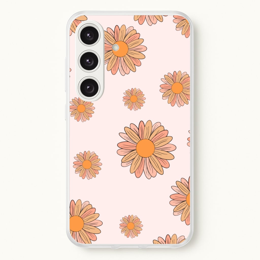 Peach Daisy - Floral Pattern Phone Case for Galaxy S24 Plus