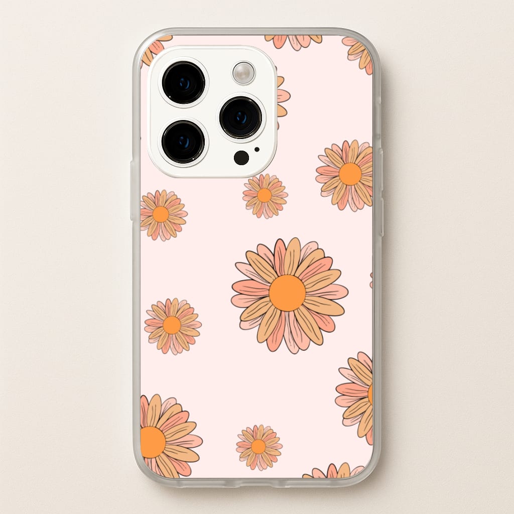 Peach Daisy - Floral Pattern Phone Case for iPhone 15 Pro