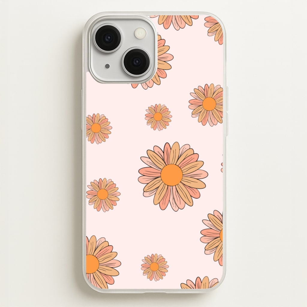 Peach Daisy - Floral Pattern Phone Case for iPhone 13 Mini