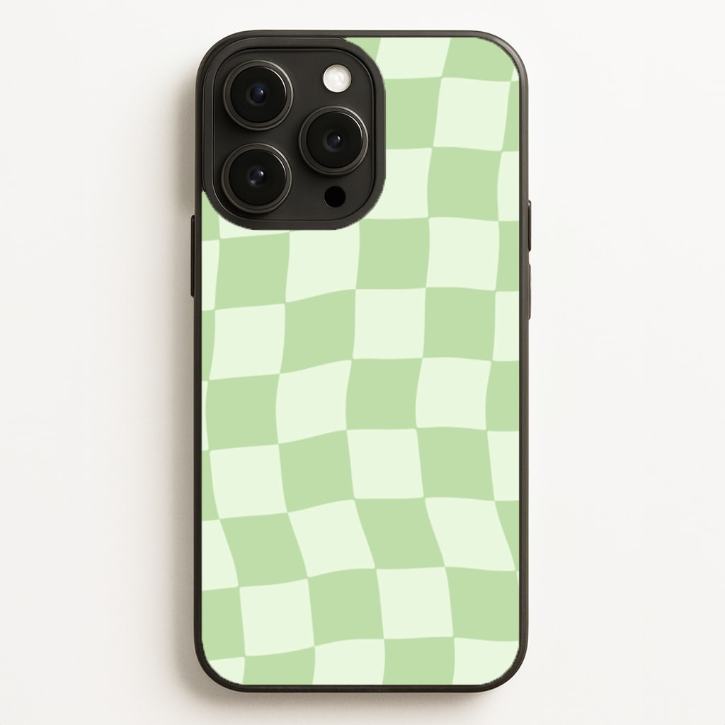 Green Checkers - Abstract Pattern Phone Case for iPhone 16 Pro Max