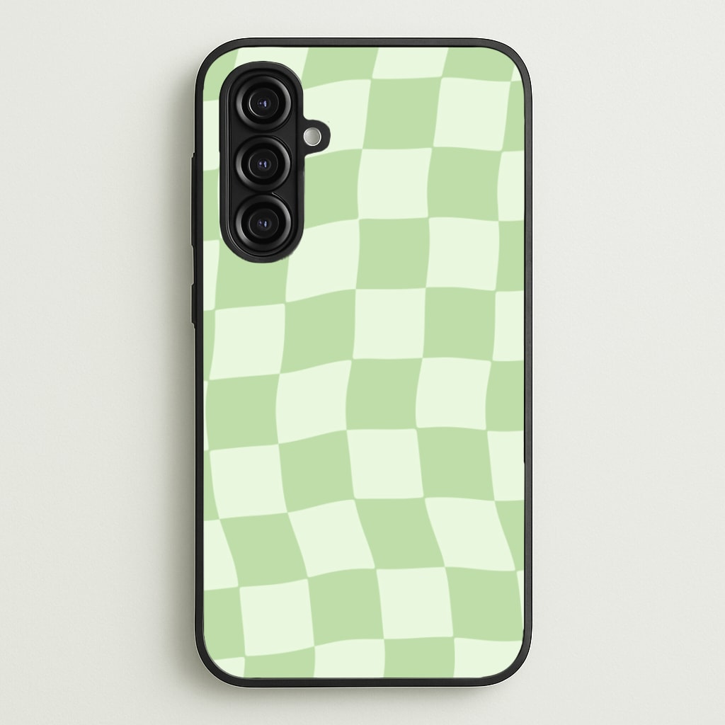 Green Checkers - Abstract Pattern Phone Case for Galaxy A16