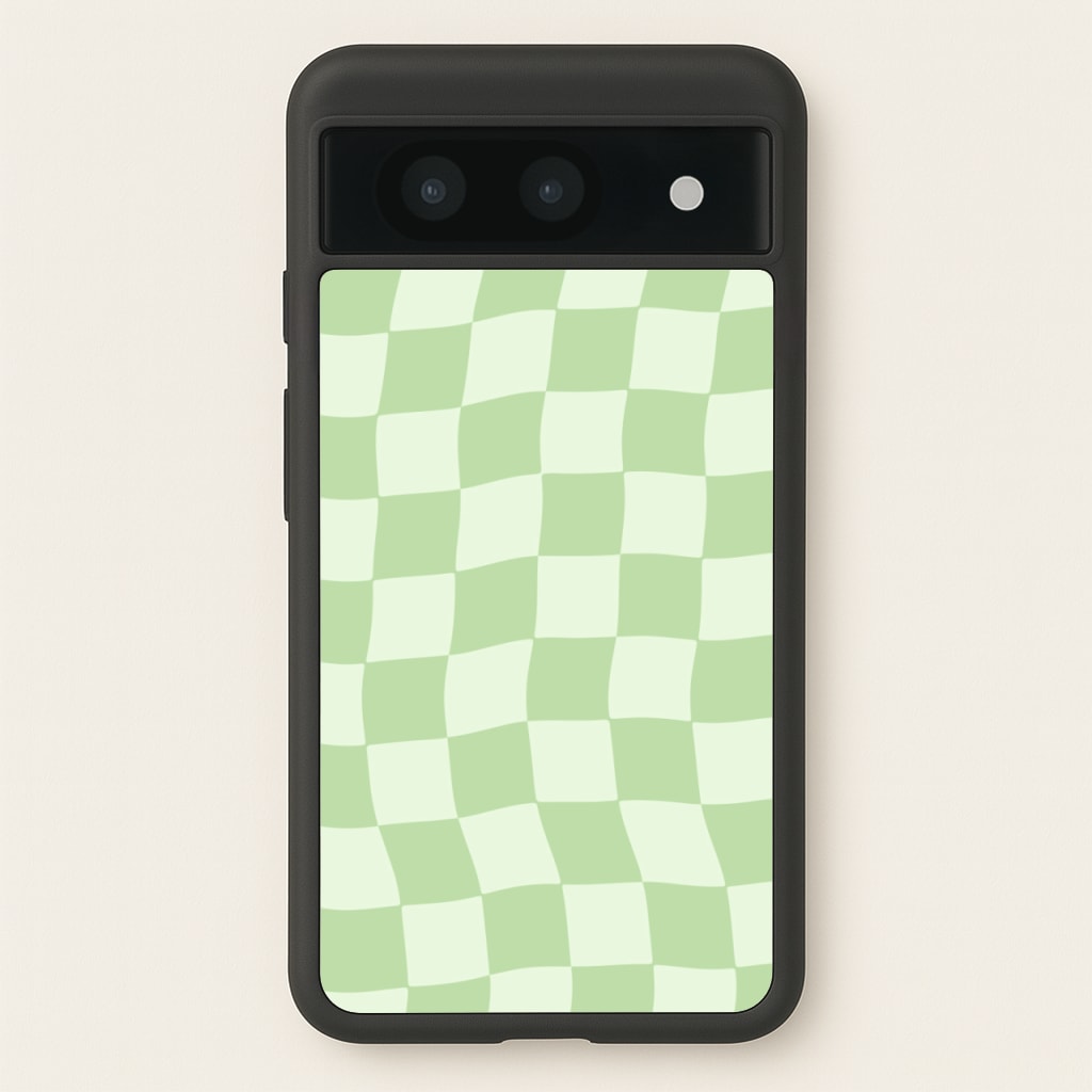 Green Checkers - Abstract Pattern Phone Case for Google Pixel 8a