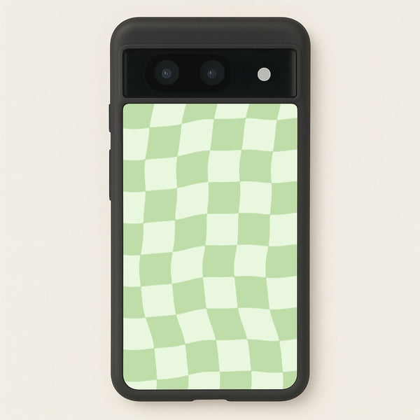 Green Checkers - Abstract Pattern Phone Case for Google Pixel 8a
