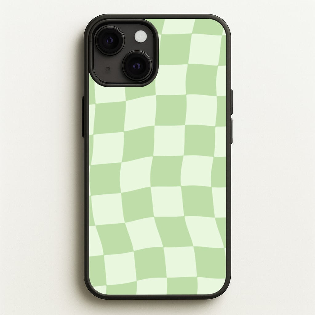 Green Checkers - Abstract Pattern Phone Case for iPhone 13 Mini