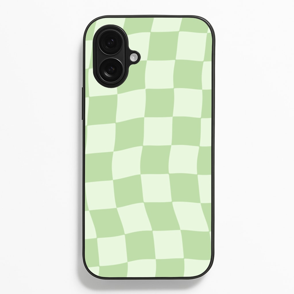 Green Checkers - Abstract Pattern Phone Case for iPhone 16 Plus
