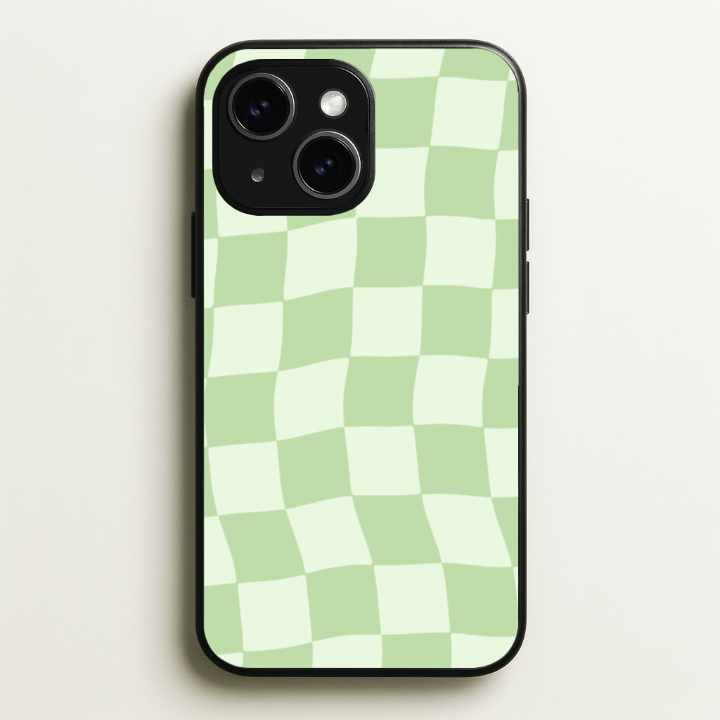 Green Checkers - Abstract Pattern Phone Case for iPhone 15 Plus