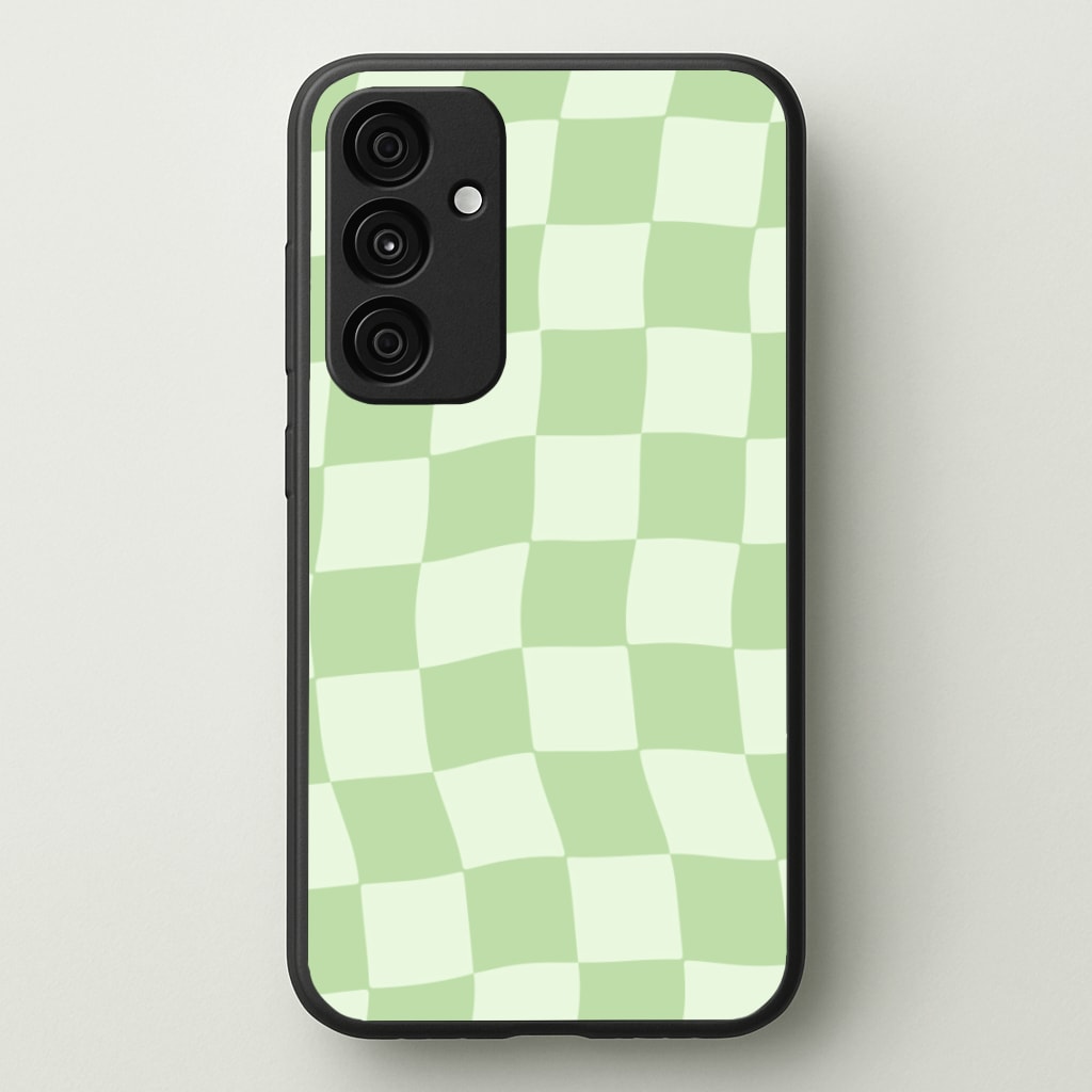 Green Checkers - Abstract Pattern Phone Case for Galaxy A55