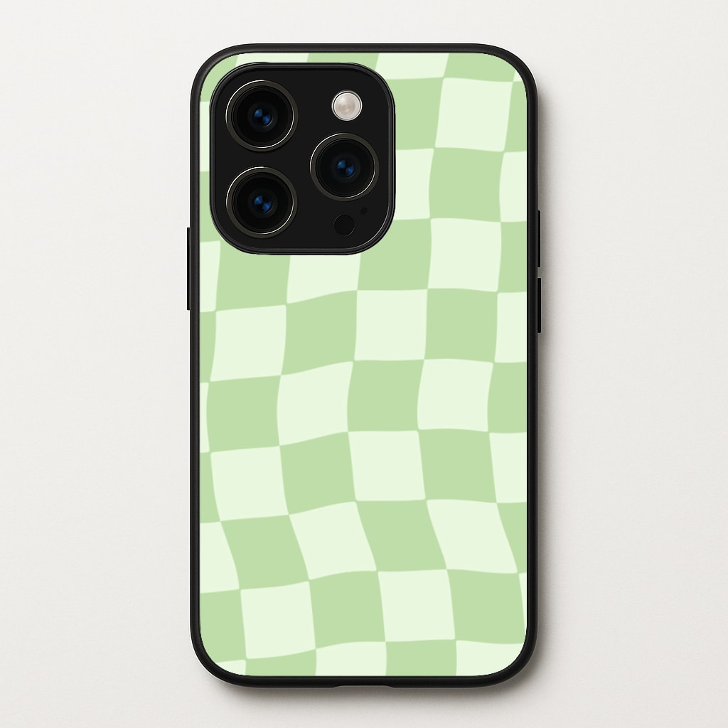 Green Checkers - Abstract Pattern Phone Case for iPhone 14 Pro Max
