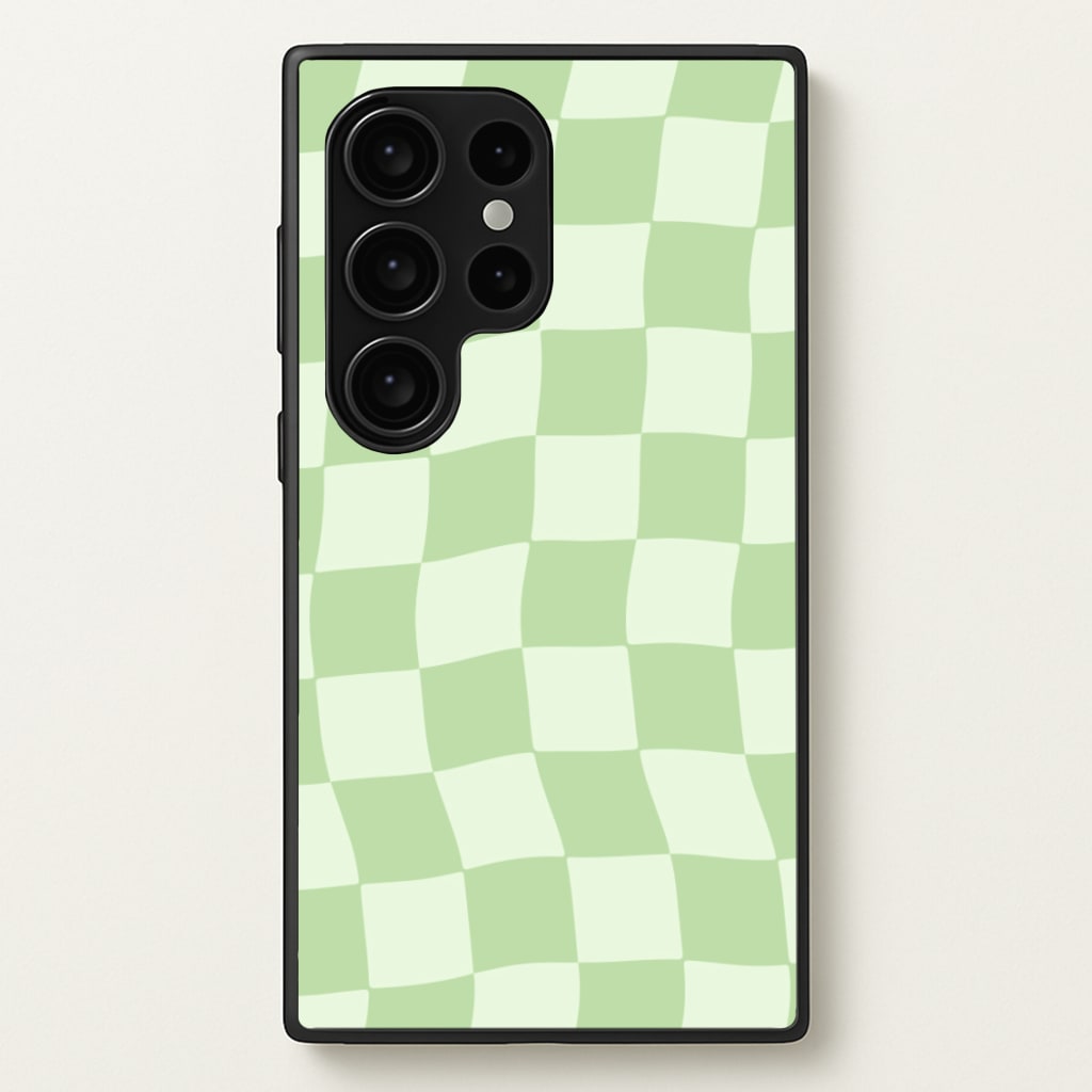 Green Checkers - Abstract Pattern Phone Case for Galaxy S24 Ultra