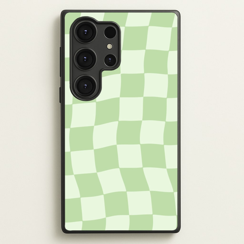 Green Checkers - Abstract Pattern Phone Case for Galaxy S25 Ultra