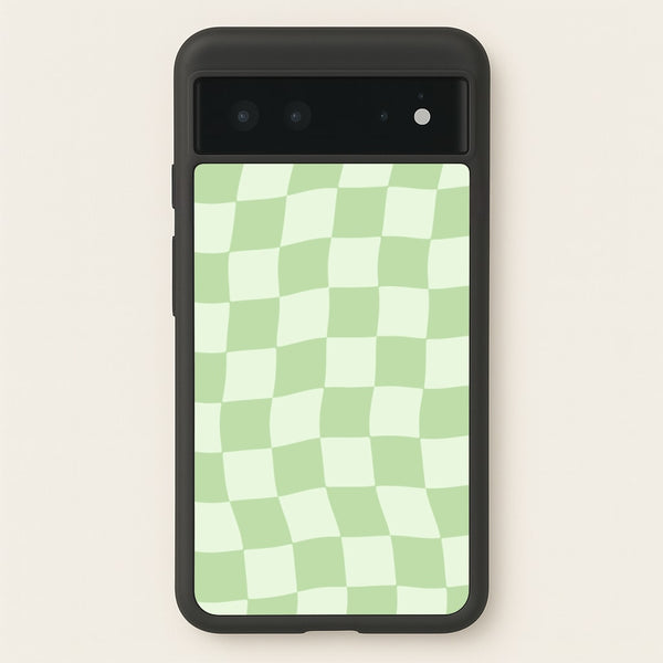 Green Checkers - Abstract Pattern Phone Case for Google Pixel 6