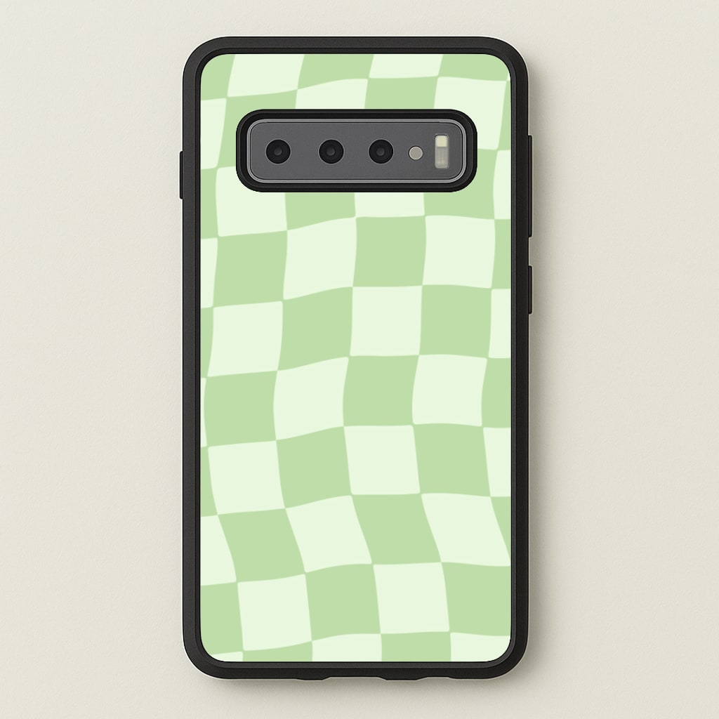 Green Checkers - Abstract Pattern Phone Case for Galaxy S10 Plus