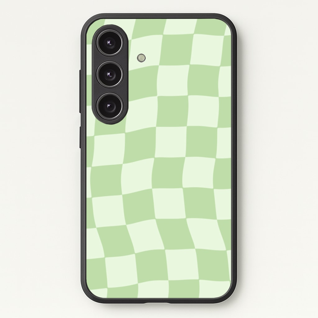 Green Checkers - Abstract Pattern Phone Case for Galaxy S25 Plus