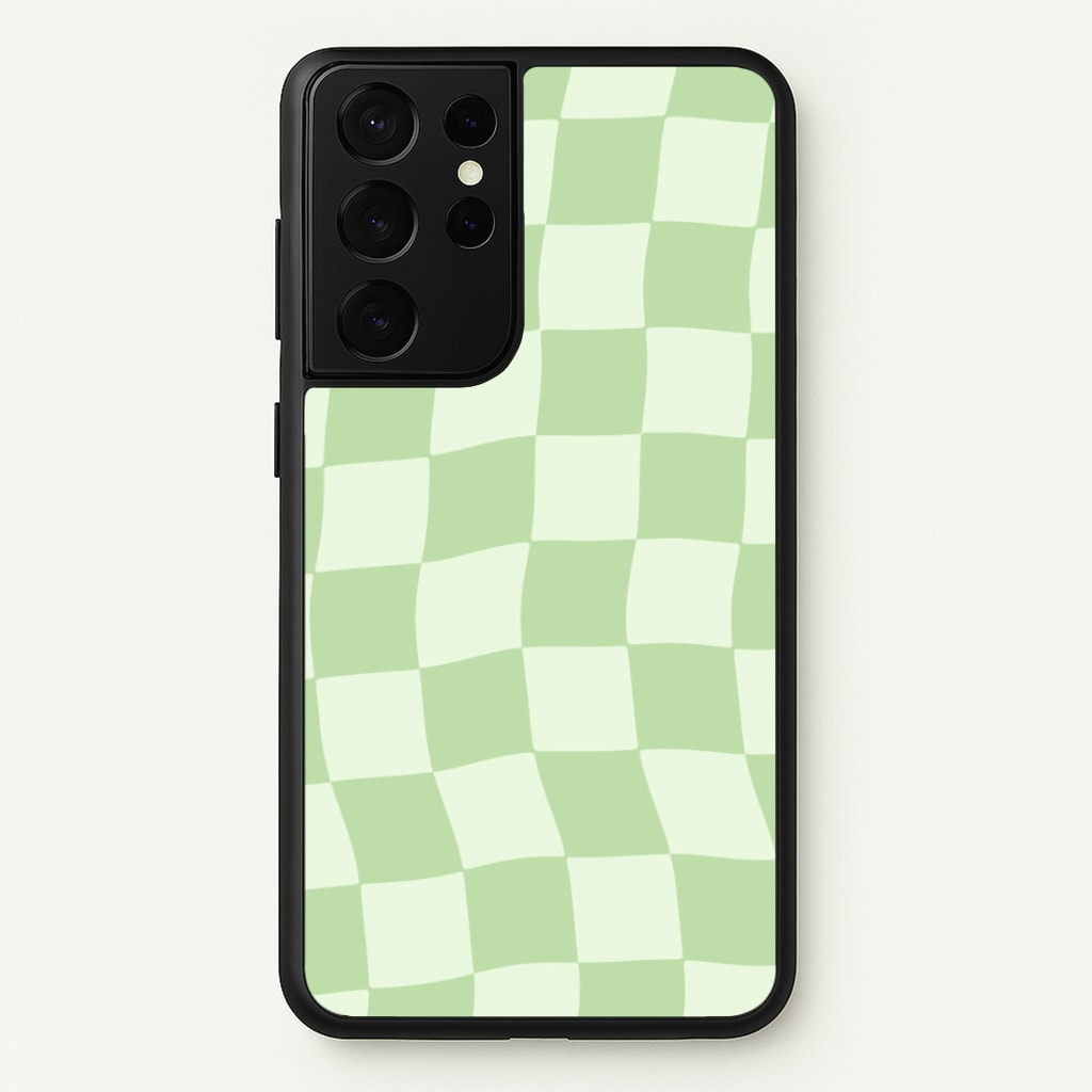 Green Checkers - Abstract Pattern Phone Case for Galaxy S21 Ultra