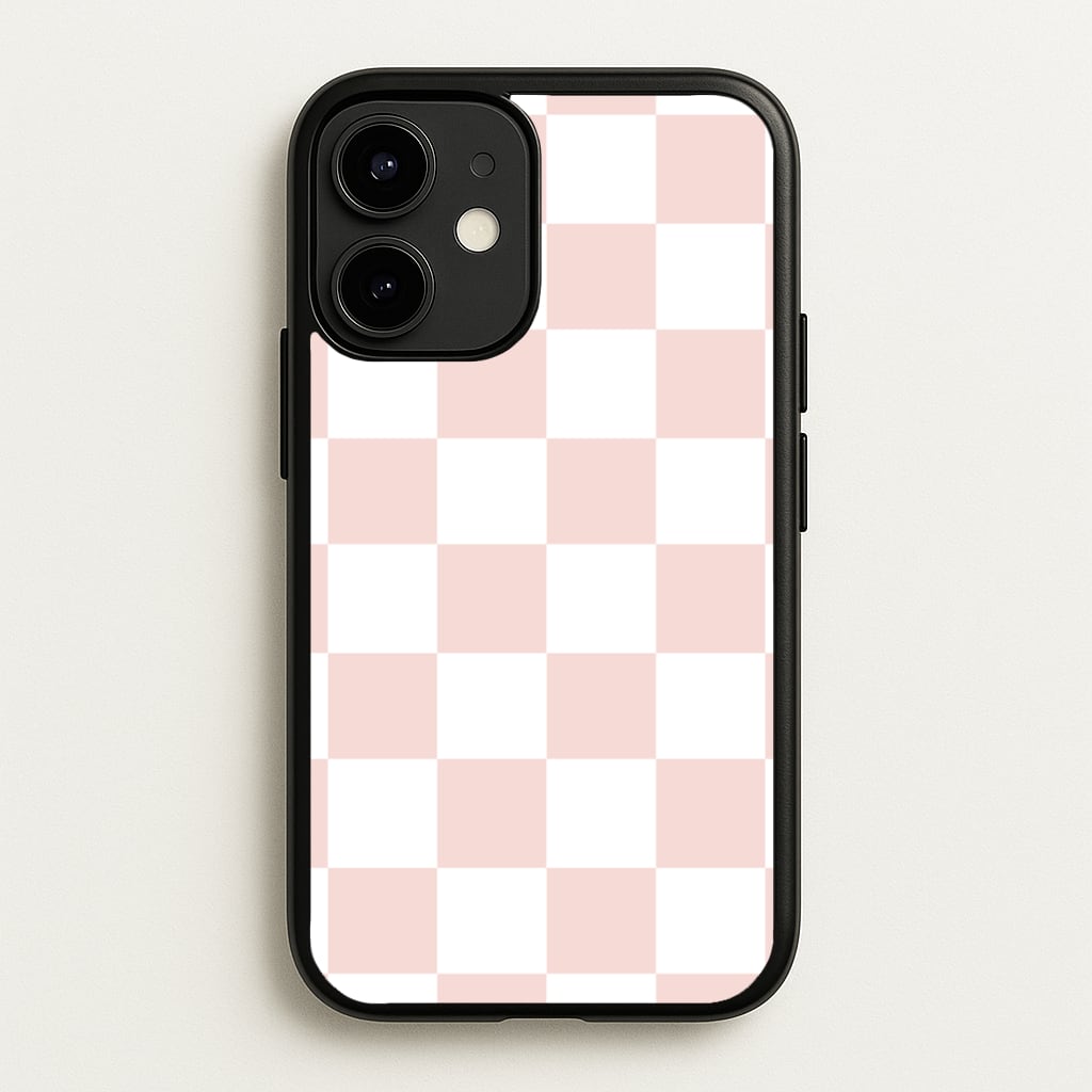 Pink And White Checkers - Abstract Pattern Phone Case for iPhone 12 / 12 Pro