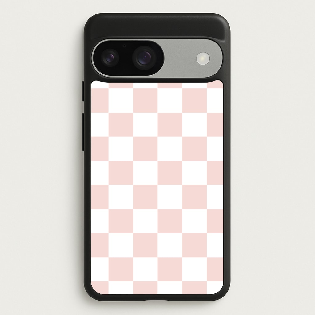 Pink And White Checkers - Abstract Pattern Phone Case for Google Pixel 9 / 9 Pro