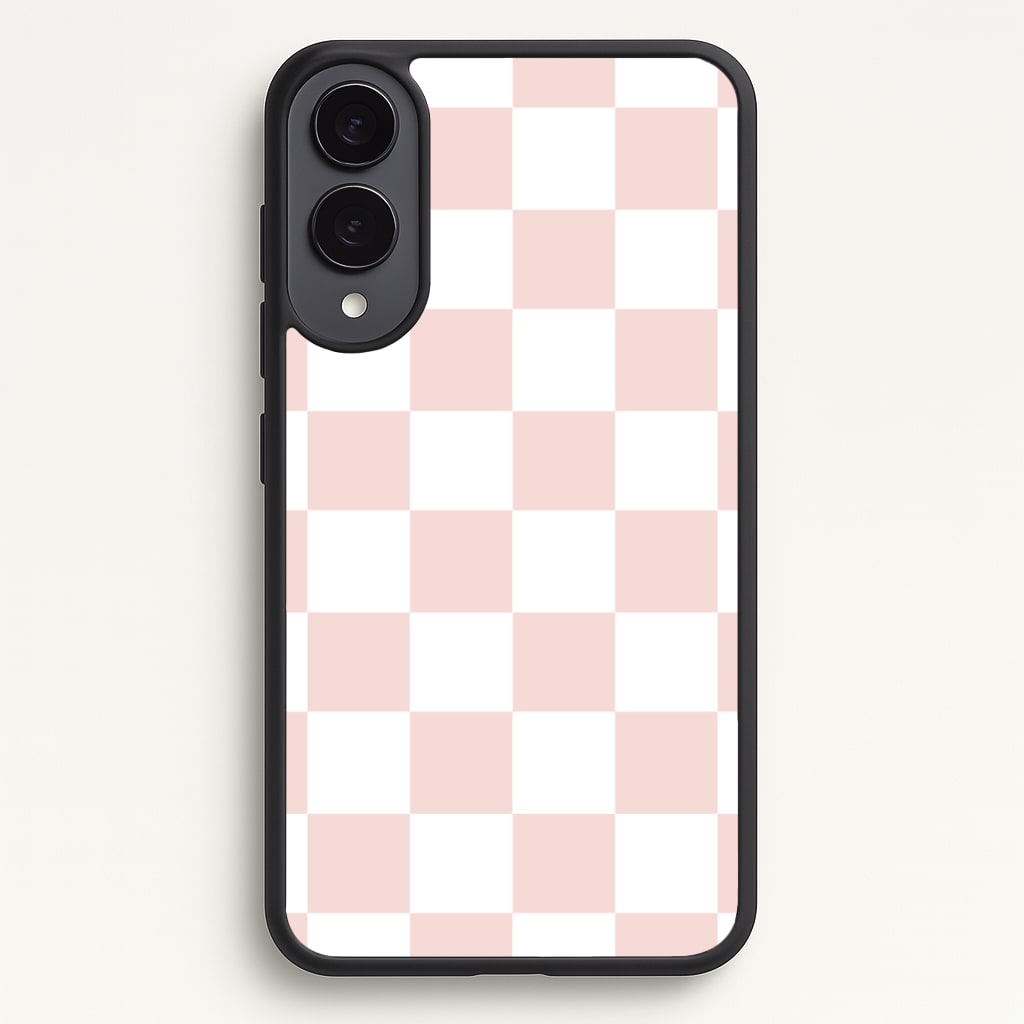 Pink And White Checkers - Abstract Pattern Phone Case for Galaxy S25 Edge
