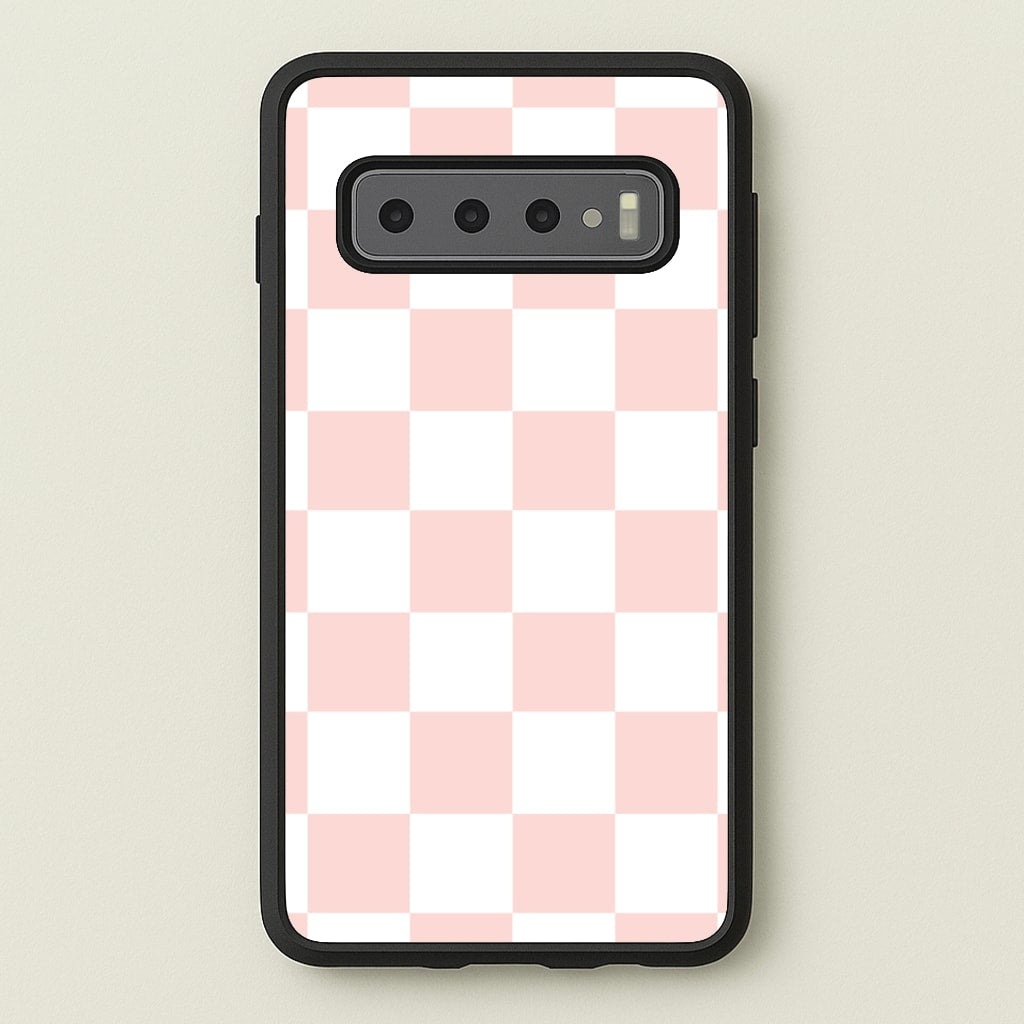 Pink And White Checkers - Abstract Pattern Phone Case for Galaxy S10 Plus