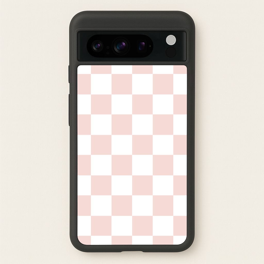 Pink And White Checkers - Abstract Pattern Phone Case for Google Pixel 8 Pro