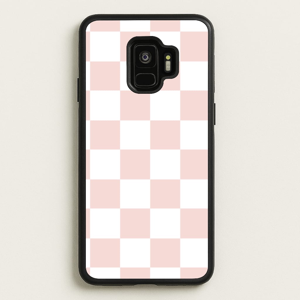 Pink And White Checkers - Abstract Pattern Phone Case for Galaxy S9