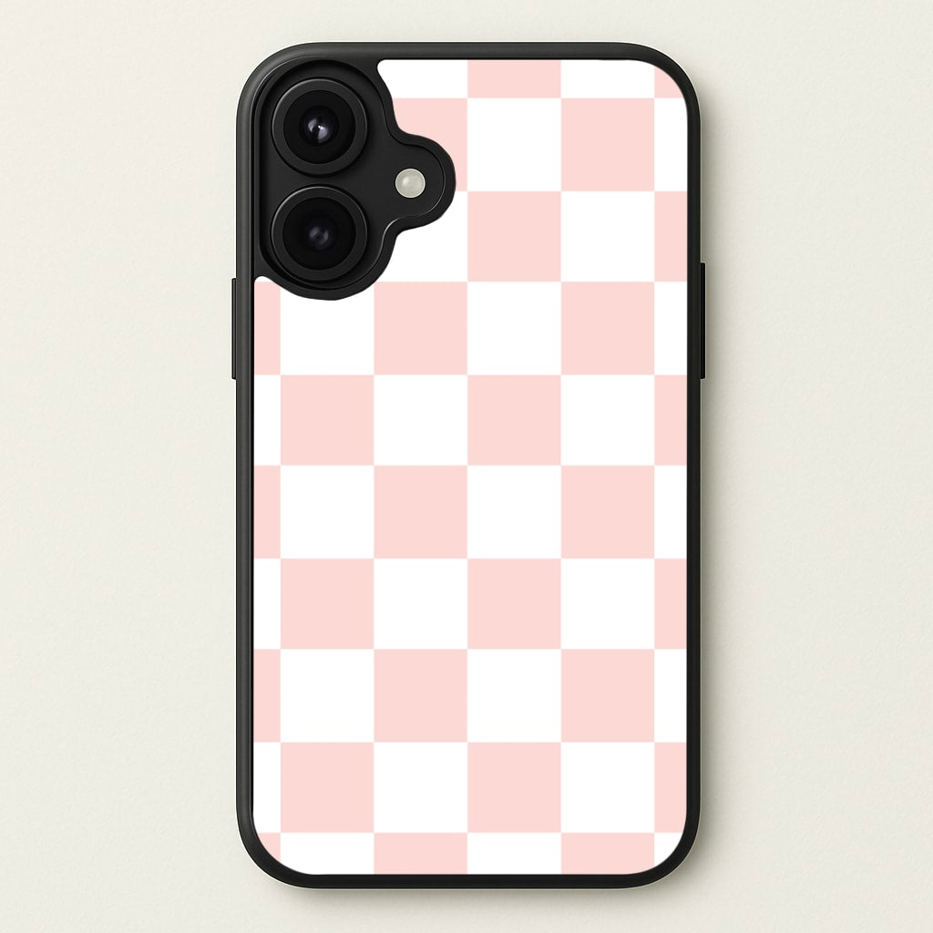 Pink And White Checkers Phone Case for iPhone 17