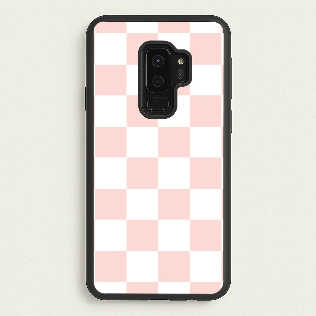 Pink And White Checkers - Abstract Pattern Phone Case for Galaxy S9 Plus
