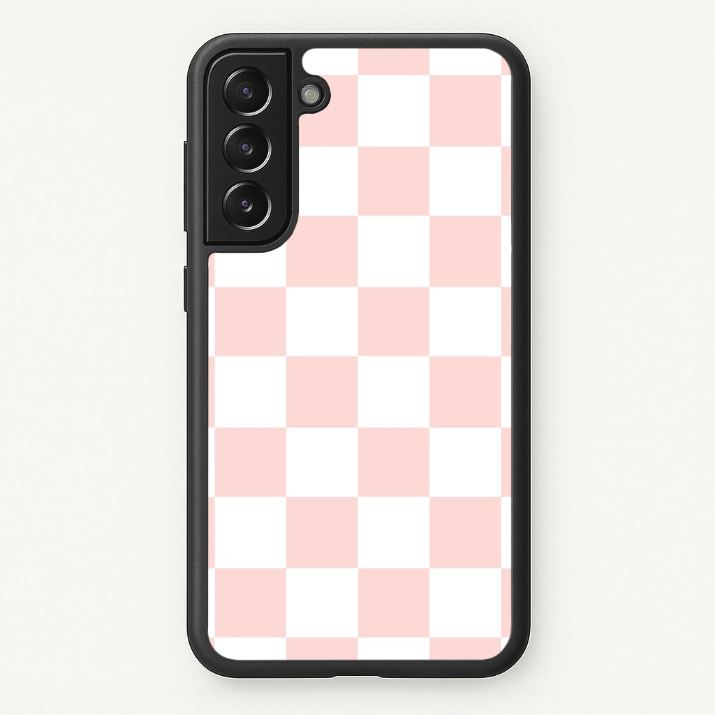 Pink And White Checkers - Abstract Pattern Phone Case for Galaxy S22 Plus
